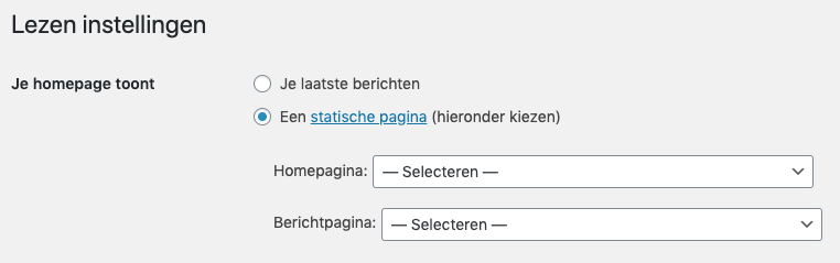 homepage aanpassen wordpress