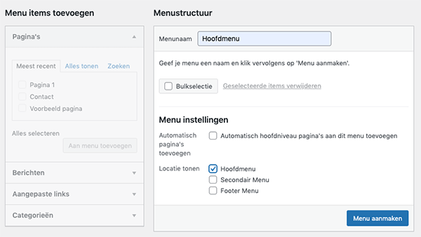 Het menu aanpassen in WordPress