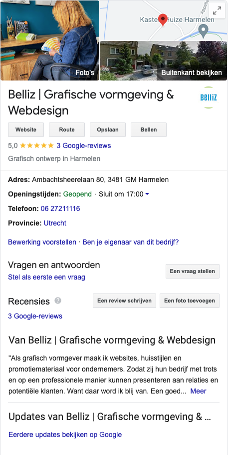 belliz google mijn bedrijf