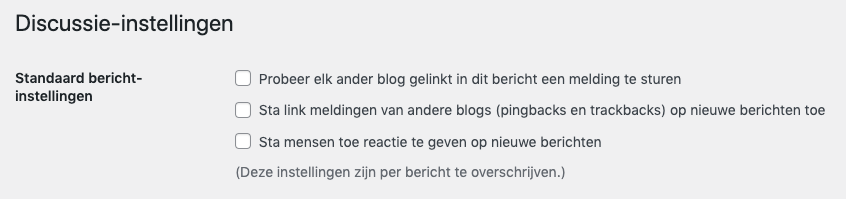 instellingen discussie wordpress